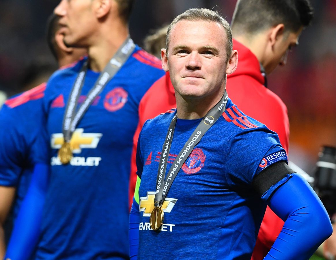 Wayne Rooney reacts after victory in the UEFA Europa League final football match Ajax Amsterdam v Manchester United. (Photo credit should read JONATHAN NACKSTRAND/AFP via Getty Images)