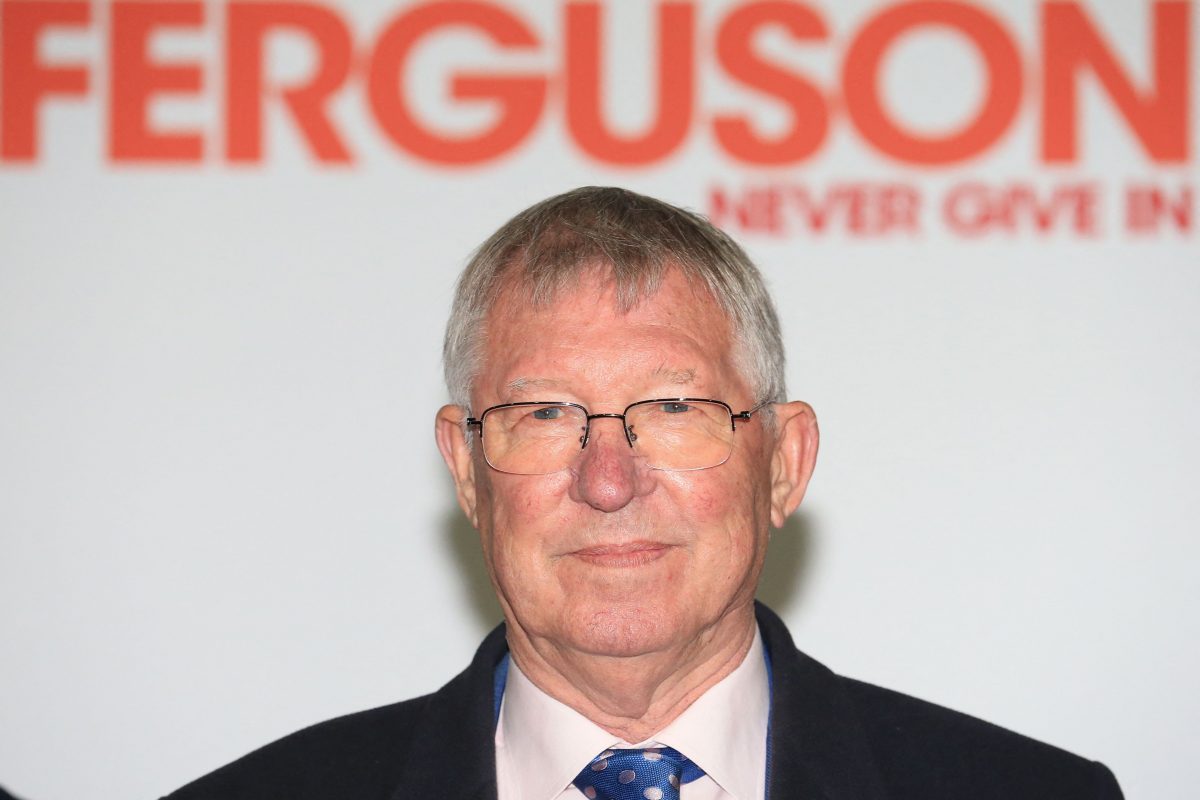 Alex Ferguson poses on his arrival to attend the premiere of the documentary 'Sir Alex Ferguson: Never Give In'. (Photo by LINDSEY PARNABY/AFP via Getty Images)