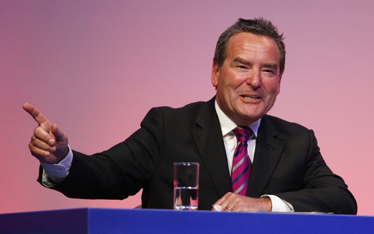 Jeff Stelling addresses the audience during Gillette Soccer Saturday Live.  (Photo by Bryn Lennon/Getty Images)