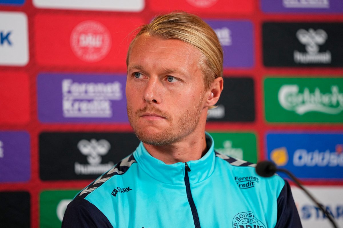 Simon Kjaer plays for Denmark national team. (Photo by MADS CLAUS RASMUSSEN/Ritzau Scanpix/AFP via Getty Images)