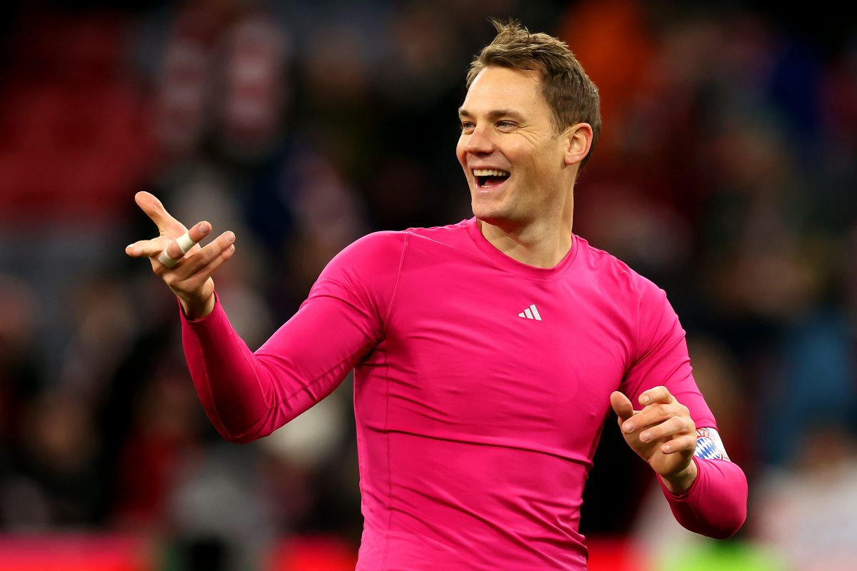 Manuel Neuer of Bayern Munich reacts after the team's victory in the Bundesliga match between FC Bayern München and 1. FC Union Berlin. (Photo by Alexander Hassenstein/Getty Images)